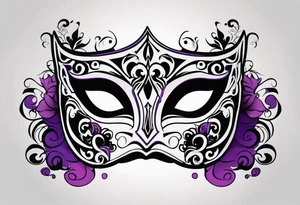 Unhappy Masquerade mask that is purple and black  with smoke tattoo idea