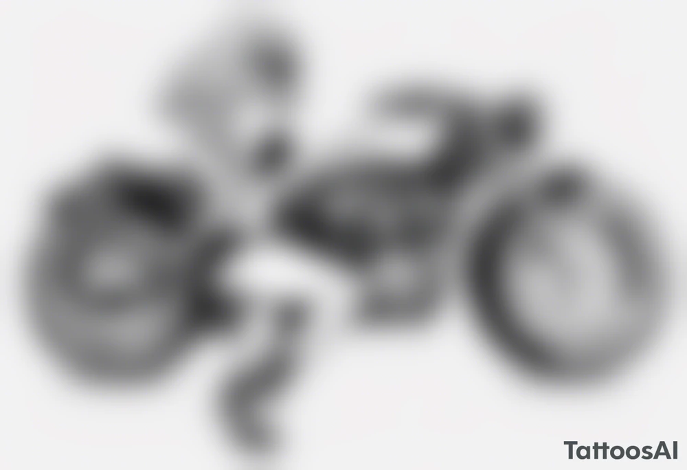 Pinup doll riding motorbike tattoo idea
