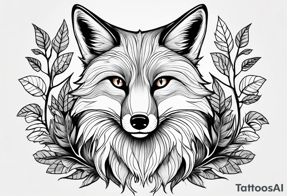 A playful fox with a bushy tail, set in a lush forest, illustrating cleverness and adaptability.” tattoo idea