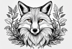 A playful fox with a bushy tail, set in a lush forest, illustrating cleverness and adaptability.” tattoo idea