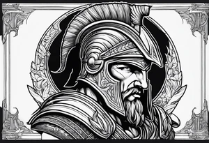 greek god ares wearing helmet tattoo idea