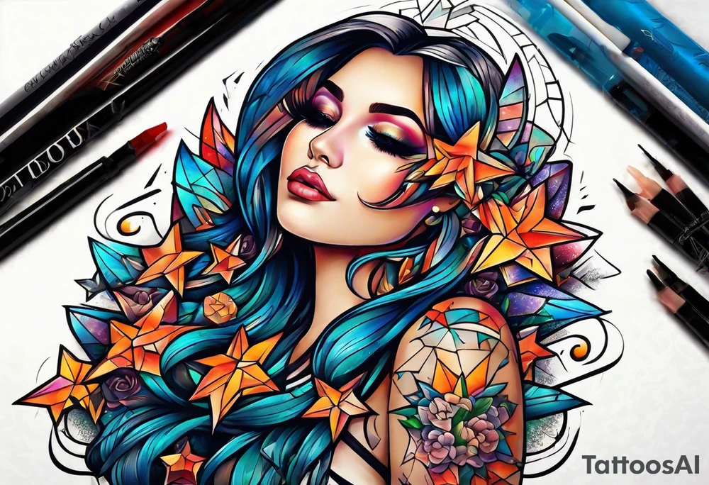 The name Drew with stars tattoo idea