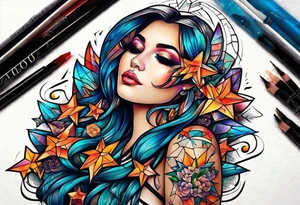 The name Drew with stars tattoo idea