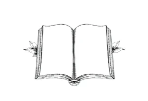 Open hard back book tattoo idea