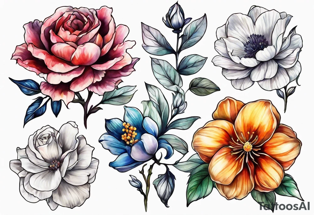 Birth flower February, march, September and December spine tattoo tattoo idea