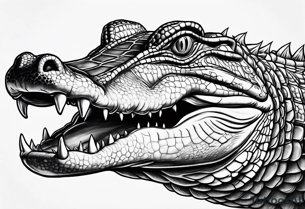 Full body alligator with straight tail top view tattoo idea