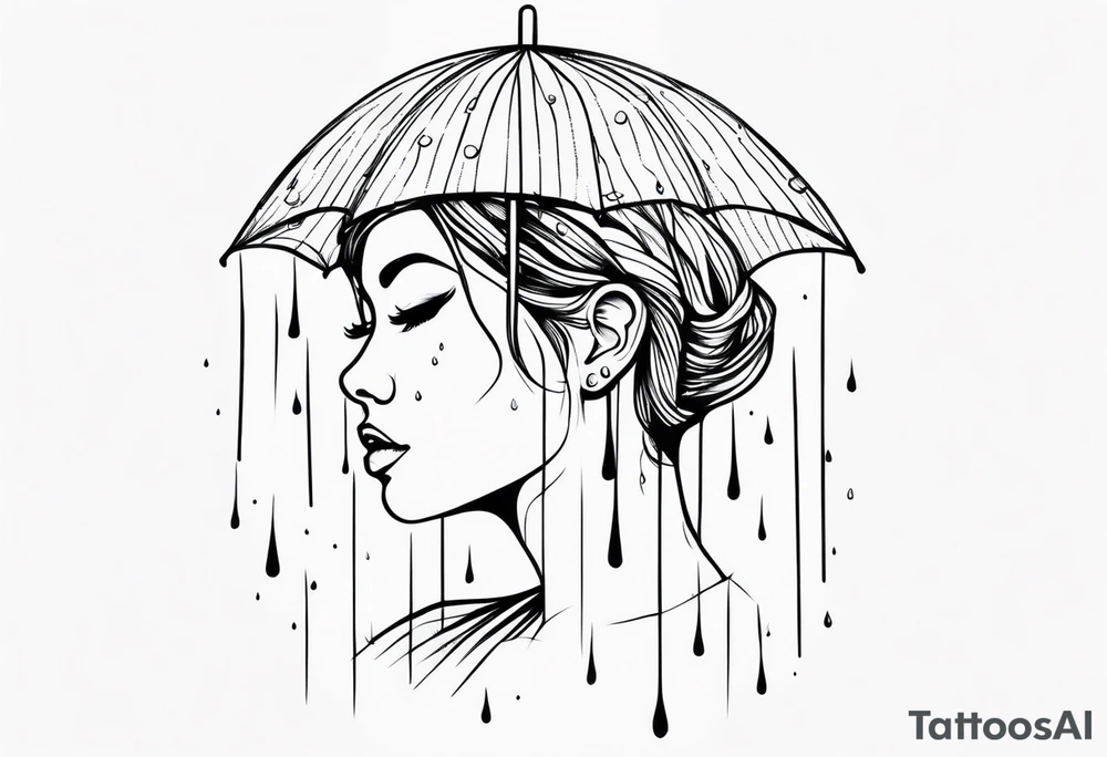 person under rain tattoo idea