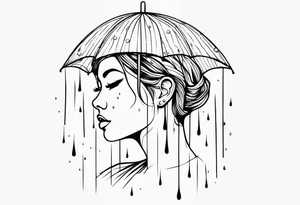 person under rain tattoo idea