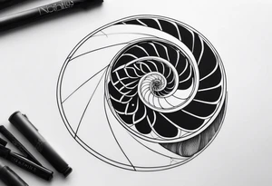 geometric golden ratio nautilus tattoo simple tattoo idea