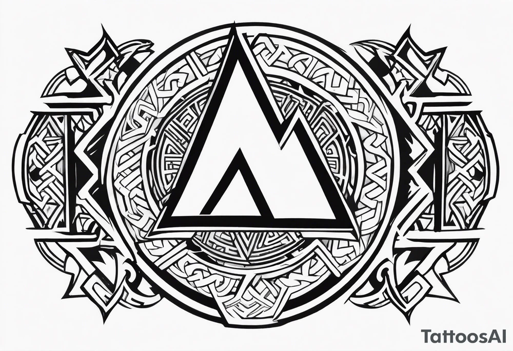 Valhalla shield valknut sword axe tattoo idea