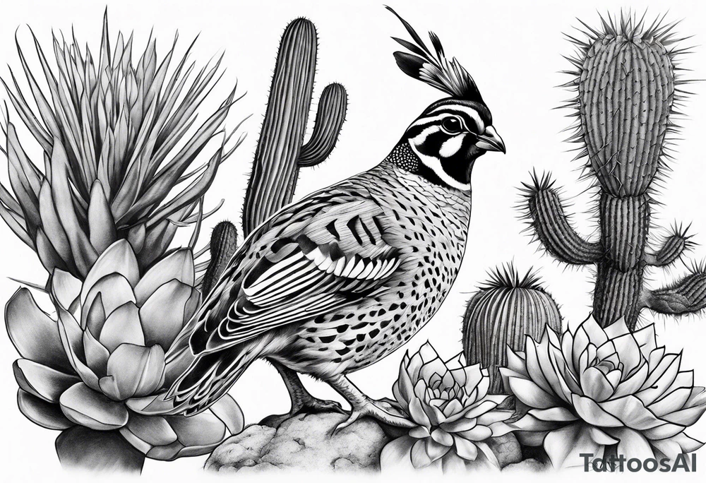 Arizona, quail, cacti tattoo idea