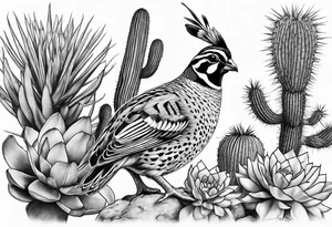 Arizona, quail, cacti tattoo idea