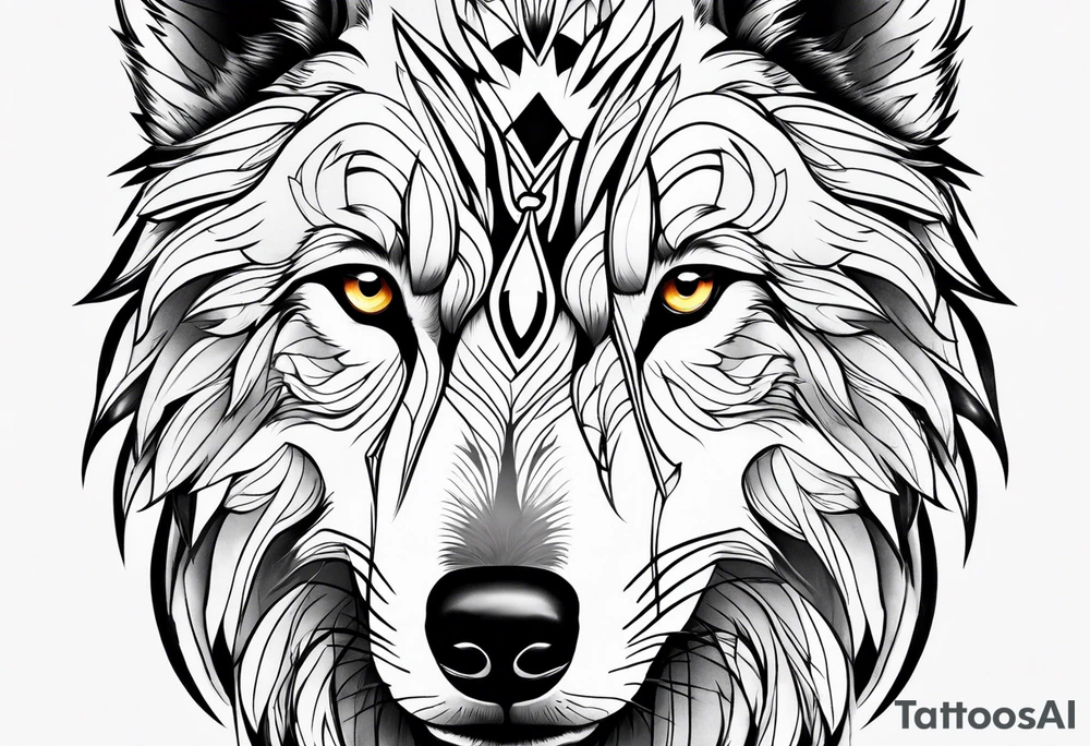 photo realistic wolf link tattoo idea