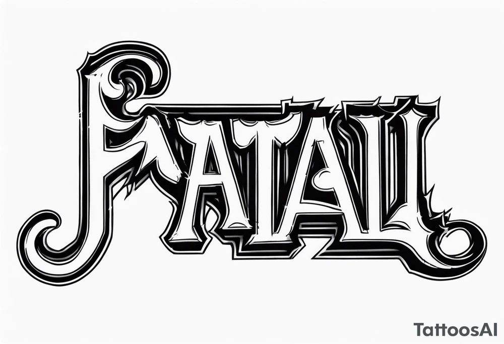 The word “ fatal” in a scary font tattoo idea