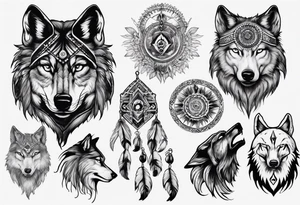 Indian Theme wolf realism tattoo idea