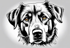 Sheepdog all black short hair with white nose one eye open one eye closed tattoo idea