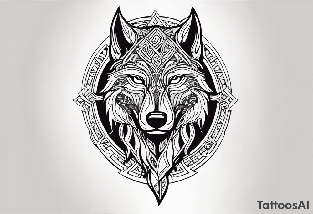 Viking wolf in a Viking style tattoo idea