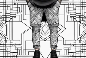 pattern geometric full male leg sleeve tile tattoo idea