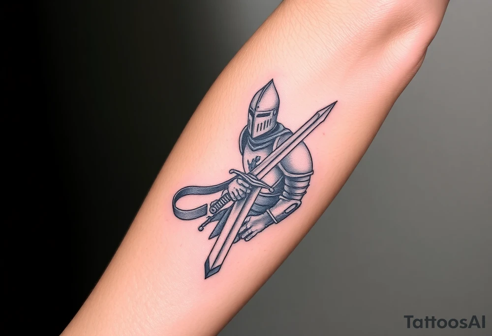 knight with sword tattoo idea