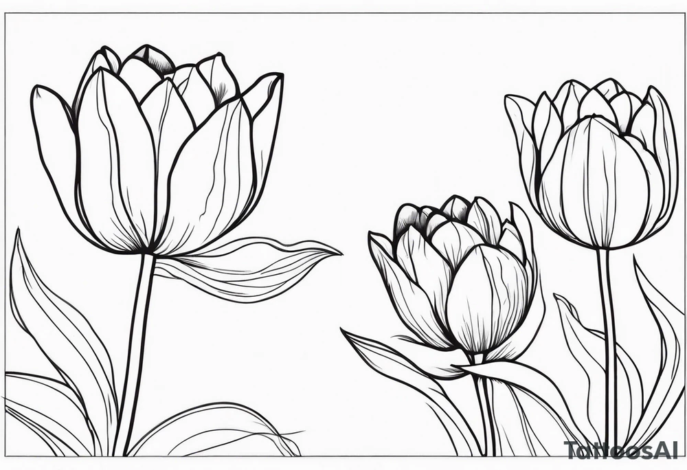 Tulips and water lilies tattoo idea