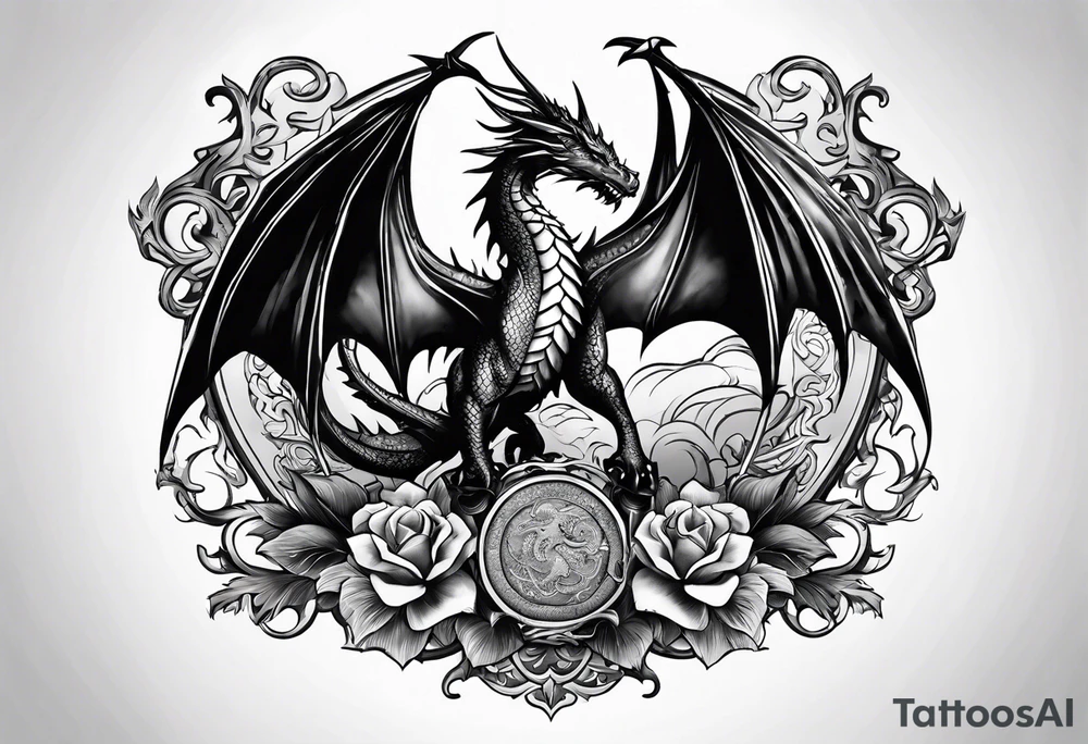 show me a tattoo design where there is a sword and a dragon wrapped around it tattoo idea