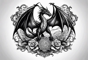 show me a tattoo design where there is a sword and a dragon wrapped around it tattoo idea