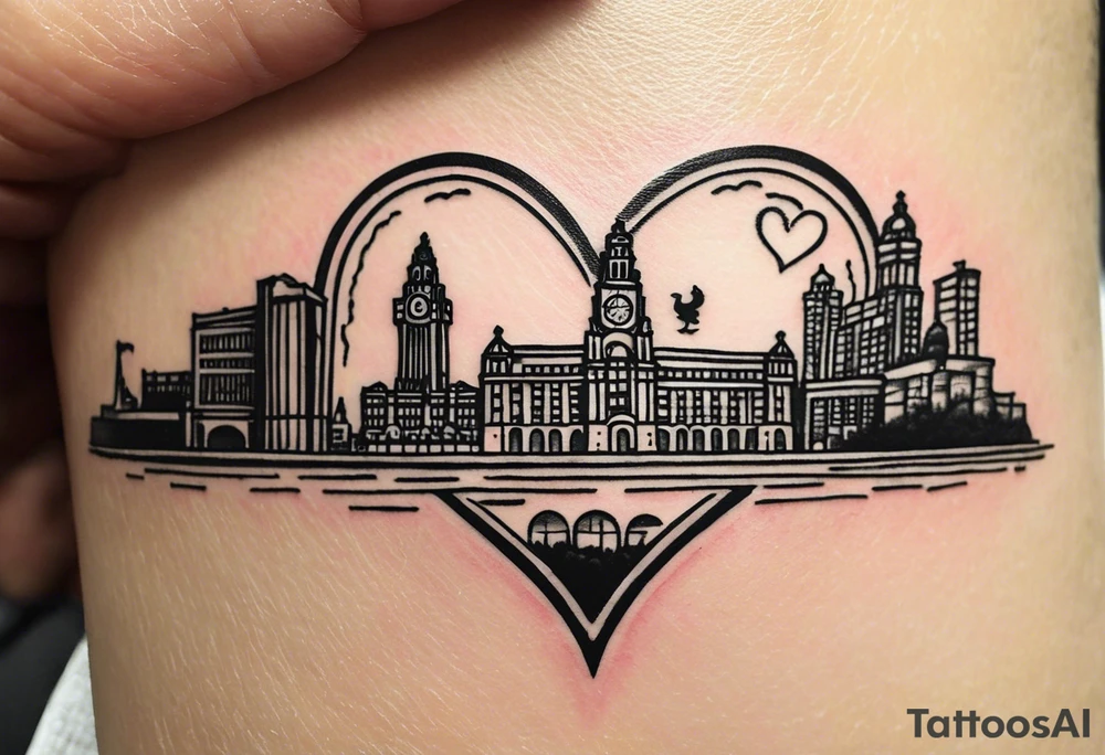 Small tattoo for a woman who love the Liverpool city, I would like to write the name of the city creating a heart shape, just text no places and no football tattoo idea