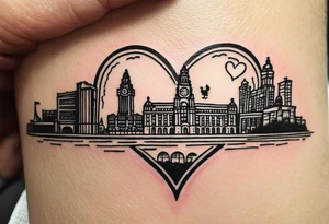 Small tattoo for a woman who love the Liverpool city, I would like to write the name of the city creating a heart shape, just text no places and no football tattoo idea