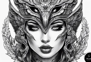 snake head wings on moth tattoo idea