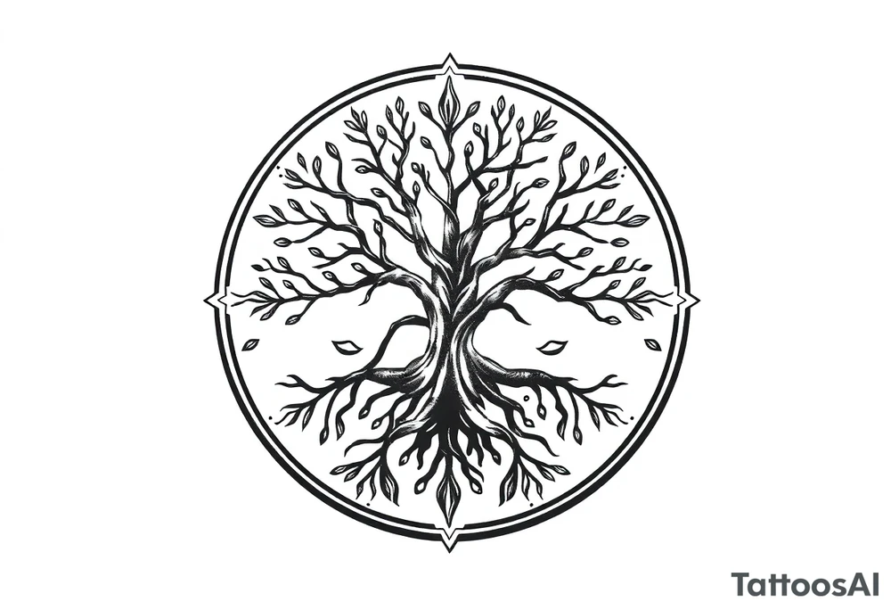 Tree of life circle tattoo idea