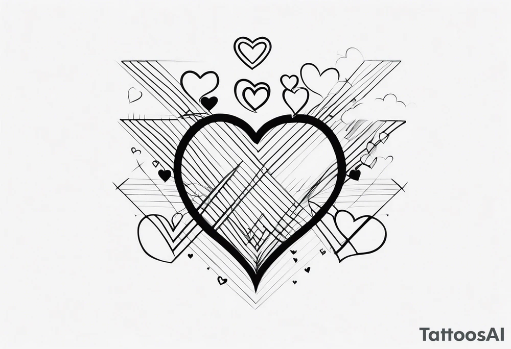 Medley with lines and hearts tattoo idea