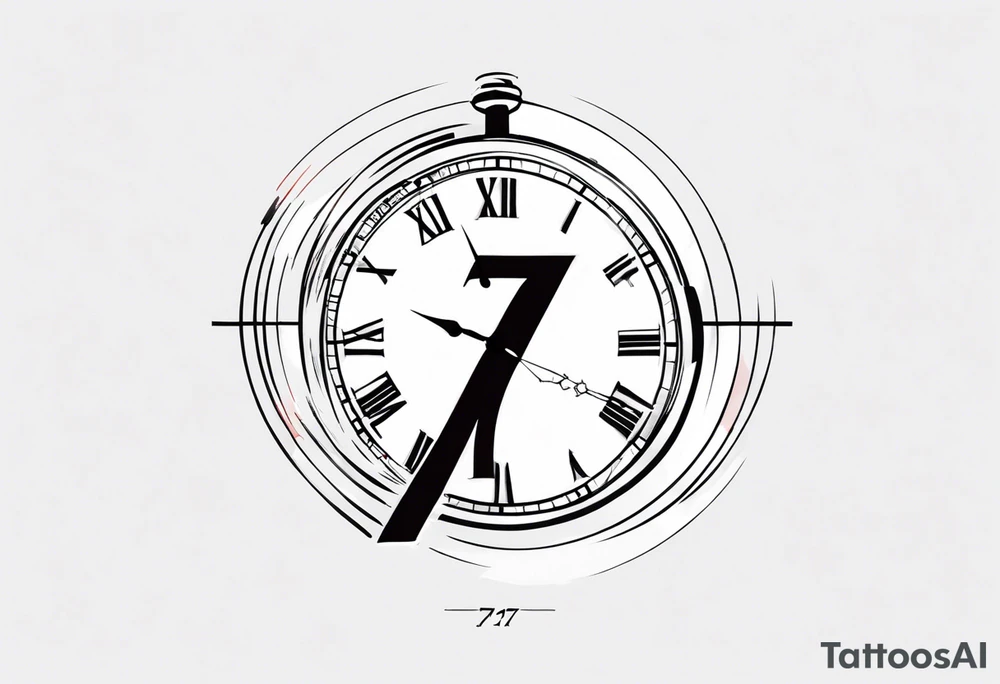 digital time style numbers 77:77 tattoo idea