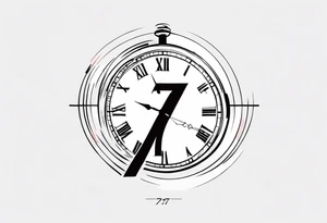 digital time style numbers 77:77 tattoo idea