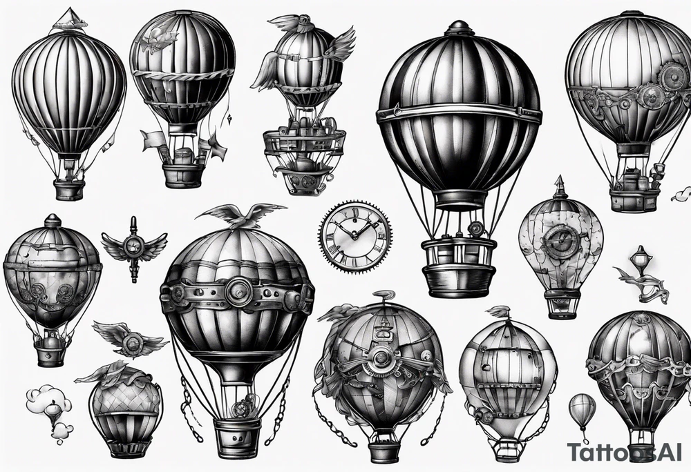 steampunk hot air balloon tattoo idea