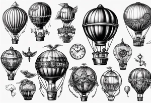 steampunk hot air balloon tattoo idea