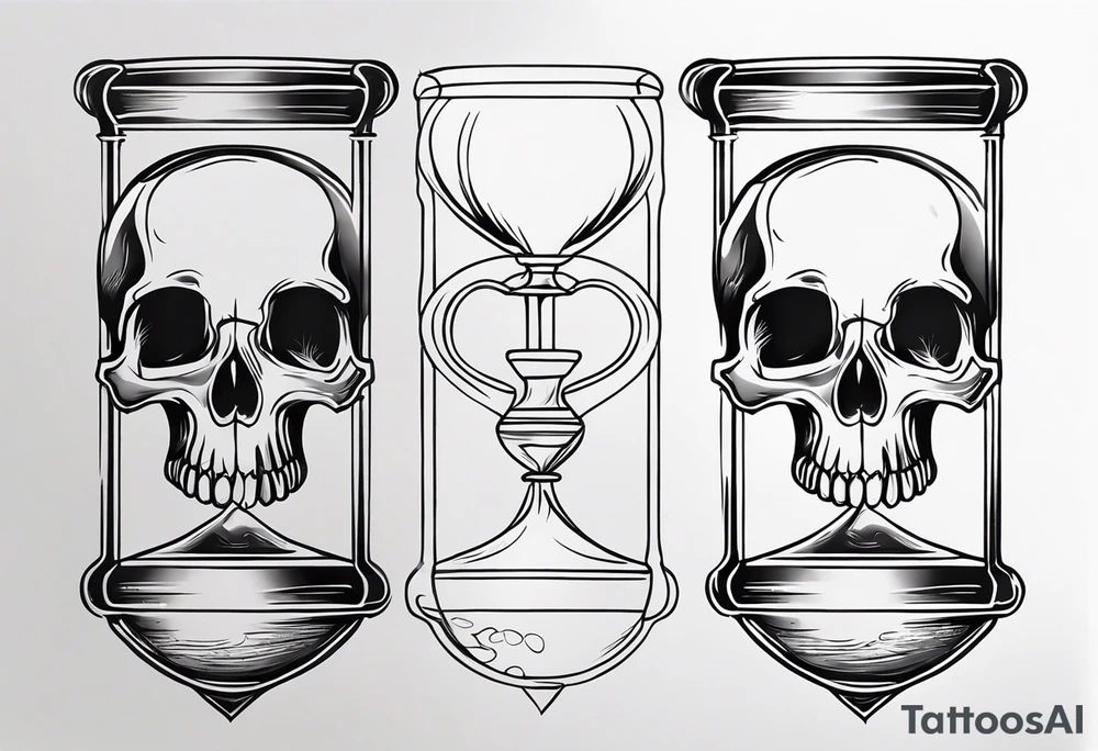 Hour glass skull on bottom tattoo idea