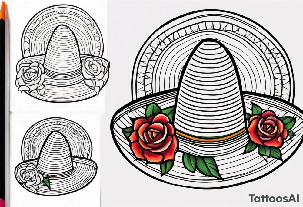 mexican hat on rose tattoo idea