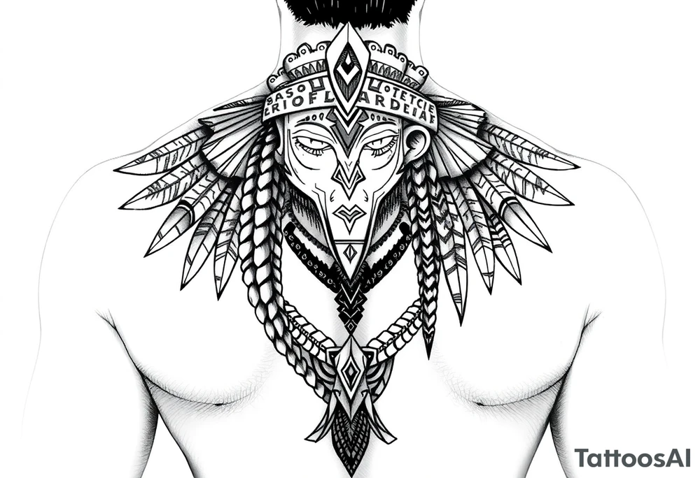 modern lady Aztec warrior tattoo idea
