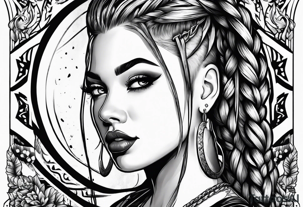Bikergirl with boxer braids tattoo idea