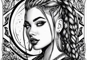 Bikergirl with boxer braids tattoo idea