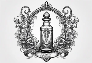 Kingdom hearts keyblade in a Felix felicis potion bottle tattoo idea