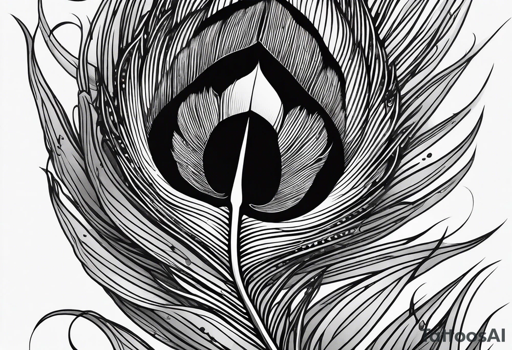 pen with peacock feather tattoo idea