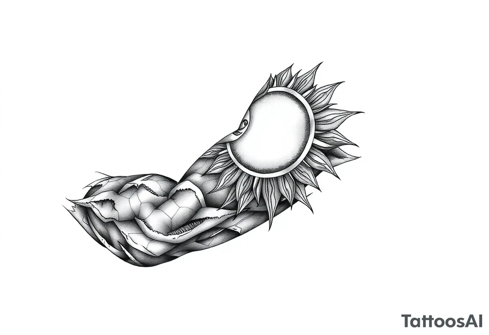 Left arm sleeve. I already have a sun on my deltoid made out of stone. tattoo idea