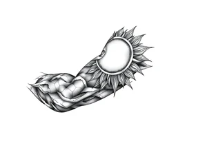 Left arm sleeve. I already have a sun on my deltoid made out of stone. tattoo idea