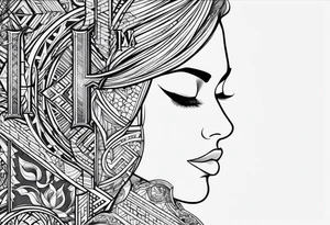 profile picture
Geometric monogram black and white tattoo using all the letters in STEVE and BREANNA in large block lettering tattoo idea