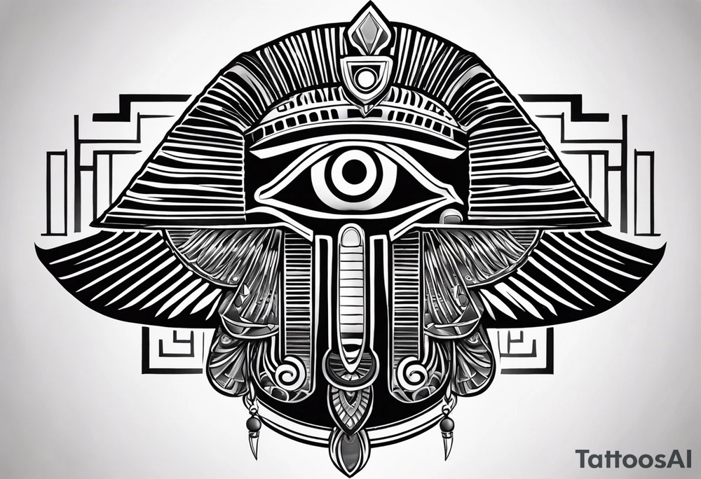 Œil de Horus avec décor thème égyptien tout autour tattoo idea