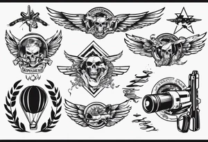skydiving and shooting guns tattoo idea