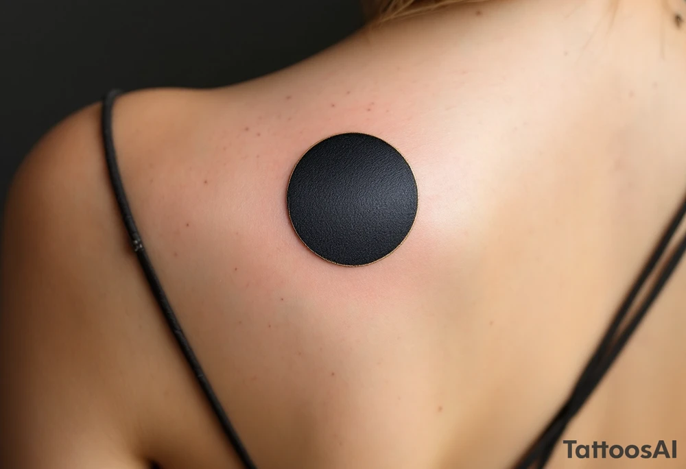 A solid black circle with a thin gold outline, evoking elegance and strength. tattoo idea