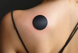 A solid black circle with a thin gold outline, evoking elegance and strength. tattoo idea