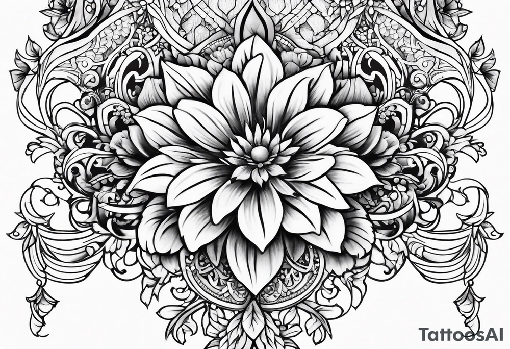 ornate floral sternum tattoo tattoo idea